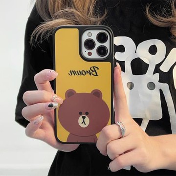 LINE布朗熊iPhone16ProMax手機殼適用蘋果15pro保護殼卡通可愛防摔14Pro高顏值耐磨高端