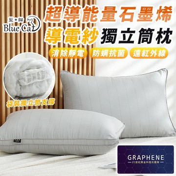【藍貓BlueCat】台灣製造 石墨烯導電紗獨立筒枕 獨立筒 導電紗 枕頭 枕芯