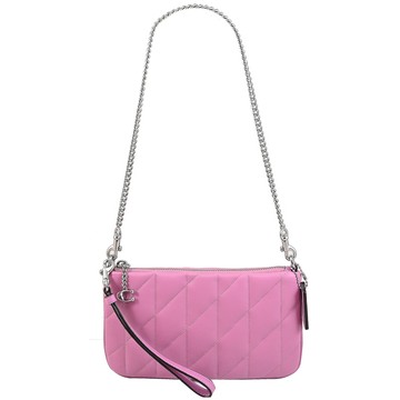 COACH CW580 絎縫皮革兩用單肩鏈包/手拿包.亮洋紅