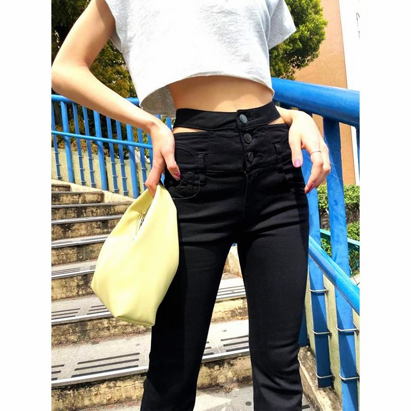B01230 EMODAエモダ Vカットフレアパンツ ベルボトム ブーツ