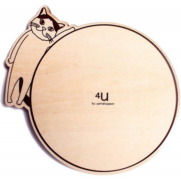 yamato japan｜純手工木製貓咪造型杯墊-四入組