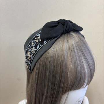 黯藍織雨 | 刺繡款 x 尖朵蝴蝶結髮箍