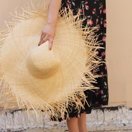 拾夏|夏草帽出游毛邊大檐拉菲草帽女夏天海邊遮陽帽沙灘帽太陽帽