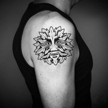 OhMyTat 綠樹人 Green Man 刺青圖案紋身貼紙 (2 張)