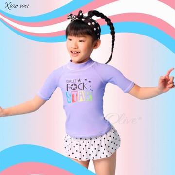 沙麗品牌 女童/幼童五分袖二件式裙款泳裝NO.H1138038