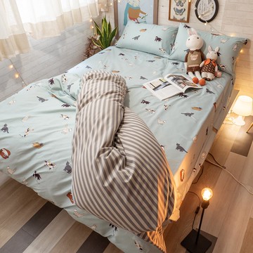 北歐磨毛 床包 被套 兩用被單人/雙人床包組 [小貓窩] 台灣製造 棉床本舖  喵