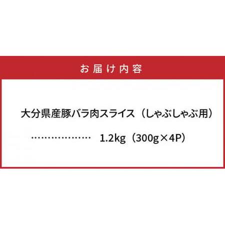 ふるさと納税 0044N_美味しい大分県産豚のしゃぶしゃぶ バラ肉1.2kg 大分県国東市