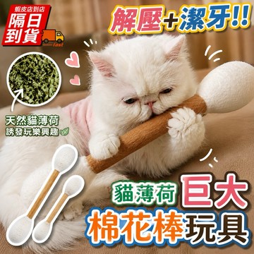 [隔日到/發票 解壓+潔牙玩具]貓咪棉花棒 貓咪玩具 貓玩具 巨大棉花棒