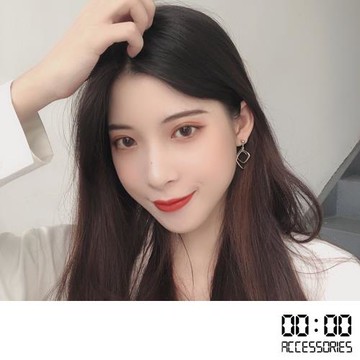 【00:00】韓國設計S925銀針幾何縷空方形線條拼接耳環