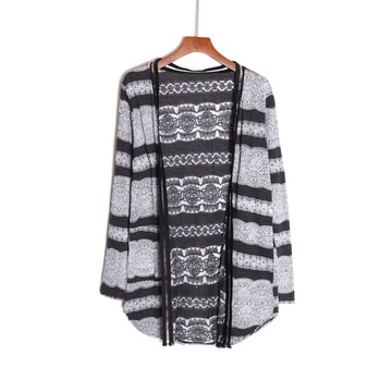 春女裝寬松薄款通勤開衫長袖條紋針織衫披肩潮