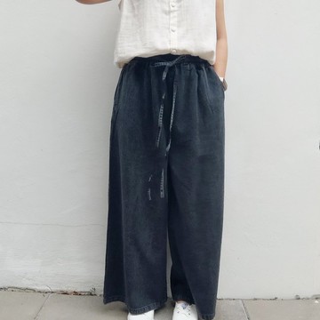 Soraya Black - 寬褲 石洗靛藍