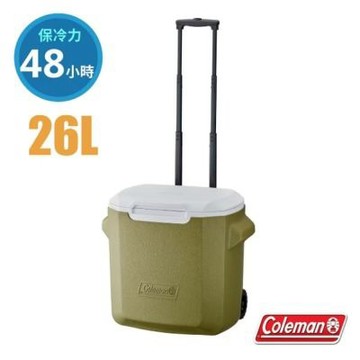 【Coleman】26.5L 綠橄欖拉桿冰箱(保冷力48小時).保冷保冰箱.冰筒.冰桶/ CM-05748