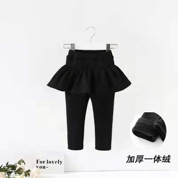 台灣出貨~秋冬季韓版女童加絨打底褲修身兒童寶寶裙子秋冬褲裙假兩件 女童打底褲秋冬 兒童內搭褲 中小童保暖長褲