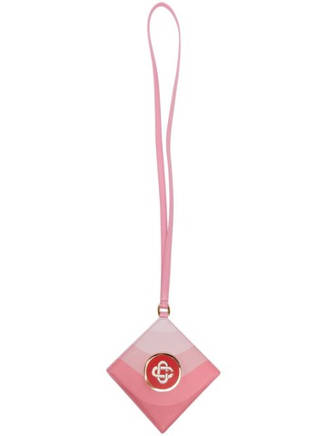 Casablanca - logo patch neck strap cardholder - men - Calf Leather - One Size - Pink