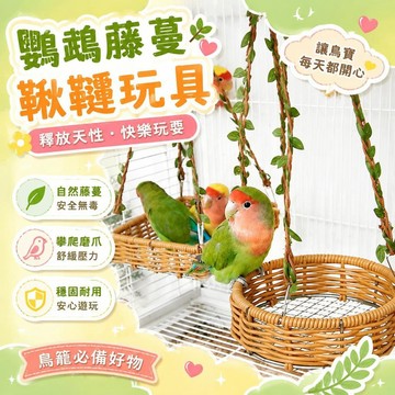 ⚡臺灣倉出⚡優選⭐鸚鵡藤蔓鞦韆玩具牡丹玄鳳虎皮攀爬磨爪防咬實木鳥籠用品解壓玩耍