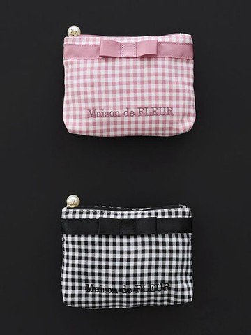 經典方格紋品牌刺繡迷你收納包(08001534000) - Maison de FLEUR