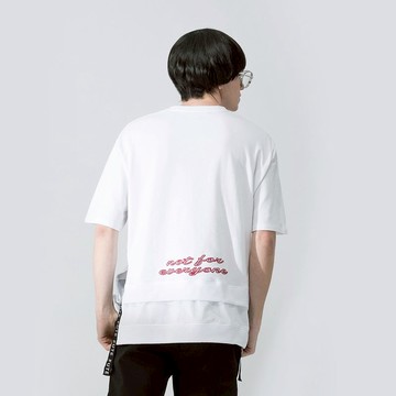【中性款】 圓領 雙層下擺  t-shirt  / 白色