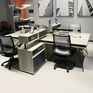 實木桌 會議桌 泡茶桌 老闆辦公桌 洽談桌 電腦桌 工業風辦公桌儲物四六職員桌246人位員工卡位創意電腦桌椅組合