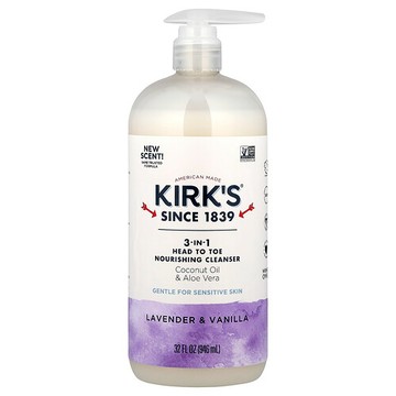 Kirk's, 3 合 1 全身滋養清潔乳，薰衣花草和香草，32 液量盎司（946 毫升）
