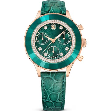 SWAROVSKI 施華洛世奇 Octea Chrono 女用時尚腕錶-綠37mm 5672931