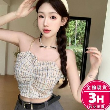 【梨卡】隔日到貨 女裝 背心 小可愛 Bratop 刺繡格子 美背上衣 外穿上衣 無袖背心 GA742【現貨24H】