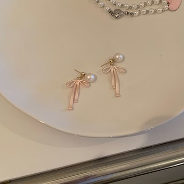 【missy shop】芭蕾蝴蝶珍珠耳環