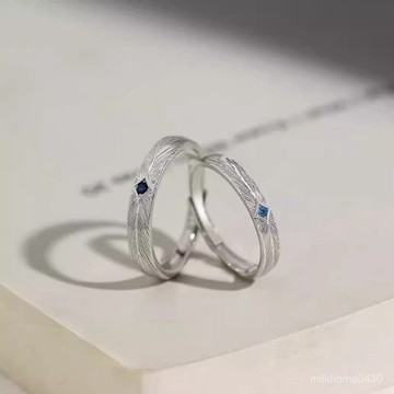 💖限時下殺💖拉絲北極光情侶純銀戒指女男小衆設計高級感對戒情人節禮物送女友
