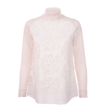 【SALE】SHIATZY CHEN 夏姿˙陳-中式經典系列凸花蕾絲拼接針織衫