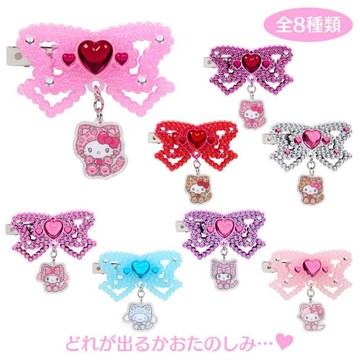 小禮堂 Sanrio 三麗鷗 造型珠珠髮夾 全套盲盒8入組 (豹紋少女貓)