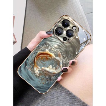 如魚得水適用蘋果15手機殼iphone16pro新款15promax個性創意14簡約高端15plus中國風鏡頭全包玻璃保護套小眾