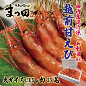 甘エビ  500g 約30尾　甘えび アマエビ 甘海老 お取り寄せグルメ お刺身 越前産 船内冷凍 送料無料