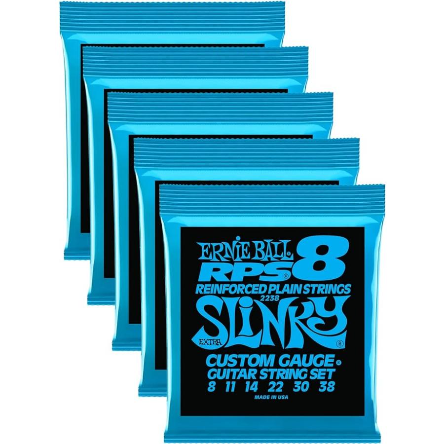 PACK Ernie Ball 2238 RPS Reinforced Extra Slinky Electric Guitar Strings 8-38