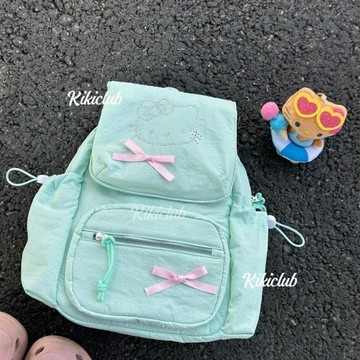 臺灣/現✨包包 旅行包 收納包 斜挎包新款甜妹絕美薄荷綠kitty小揹包少女心可愛雙肩包休閒時尚旅行包