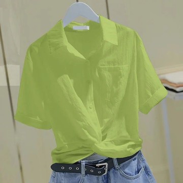 短款襯衫女短袖夏季新款女裝韓版寬松褶皺短款白色襯衣女外穿