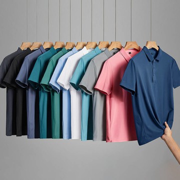 【品質嚴選🔥質感男裝】16色M-5XL 無痕冰絲上衣 POLO短袖 速幹透氣 中青年 商務短袖 大尺碼男裝 寬鬆百搭