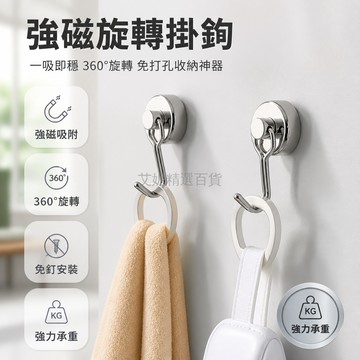 台灣出貨✨ 可旋轉磁吸掛鉤 強力免釘門後掛鉤 冰箱熱水器強磁吸鉤 360度轉動收納鉤 居家廚房衛浴置物掛鉤