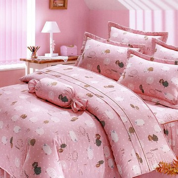 Prawear 巴麗維亞台灣製精梳棉六件式-愛戀小羊  1入  床罩組  雙人加大