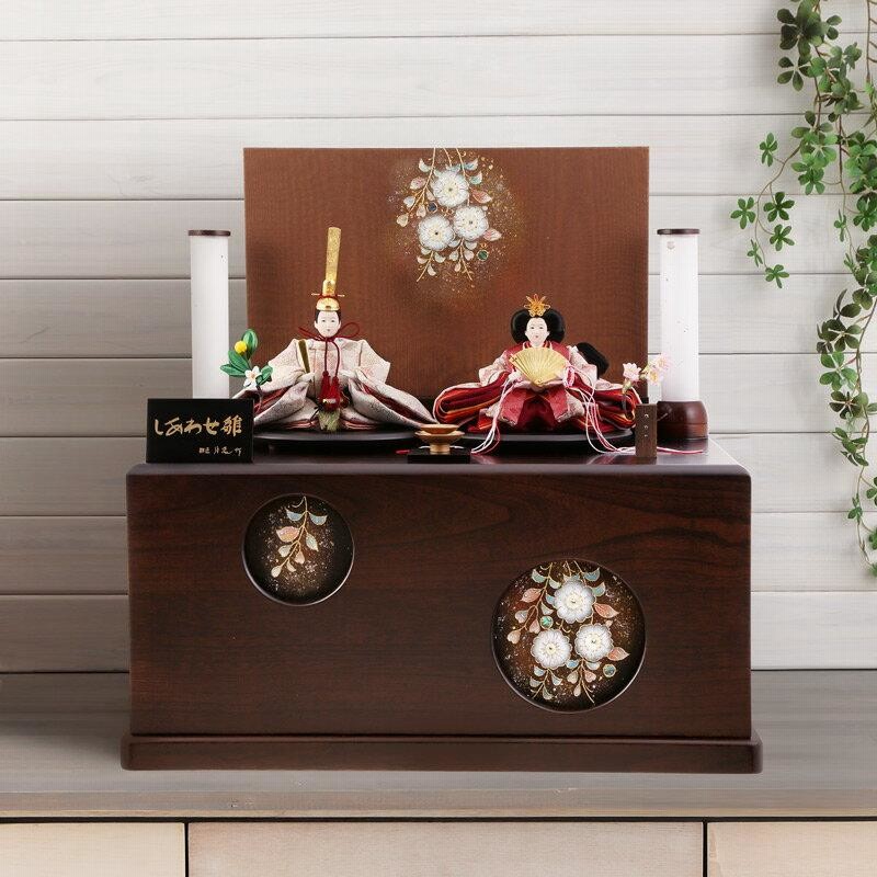 雛人形　親王飾り収納セット・頭：梛葉　作・台：伝統工芸　駿河塗・屏風：金彩友禅 雛人形親王飾り収納セット・頭：梛葉作・台：伝統工芸駿河塗