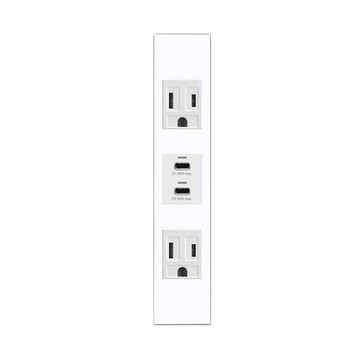 EZ CHARGER 國際牌(R)Panasonic(R)省空間三孔白色面板-磐石50W USB(C+C)+磐石AC安全插座x2