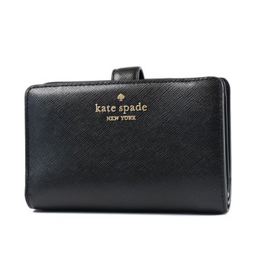 KATE SPADE 十字紋防刮釦式中夾-黑色