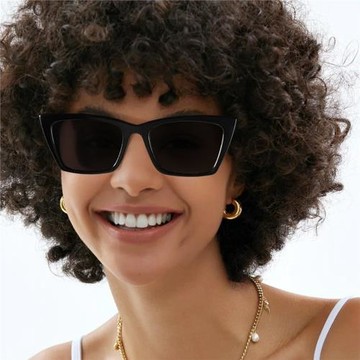 2025新款時尚方形老花太陽鏡亮黑色素顏搭配簡約風墨鏡女跨境ins