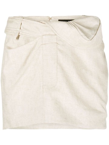 Jacquemus - Bahia twist-detail miniskirt - women - Linen/Flax/Viscose/Cotton/Elastane - 40 - Neutrals