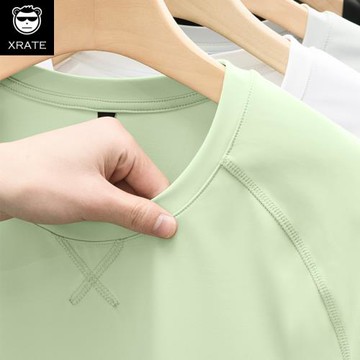 冰絲短袖t恤男純色大碼跑步吸汗速干體恤男士夏日運動寬松半袖薄