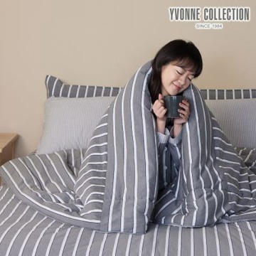 YVONNE 以旺傢飾 木屋條紋 單人暖玉被-岩石灰