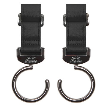 Manito Styler 嬰兒車掛鉤 Set 2入 金屬掛勾搭配皮革綁帶  黑色  2個