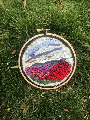 The embroidered purple field 北歐3D魔幻紫園地刺繡擺飾
