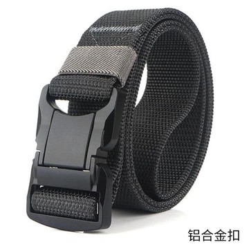 鋁合金卡扣帆布皮帶男士休閑戶外運動尼龍腰帶青年工裝戰術褲腰帶