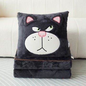 新款北極絨貼布刺繡抱枕被兩用二合一車載午睡毯子靠墊草莓