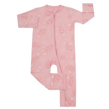 baa baa sheepz 抱抱羊 雙拉鍊長袖連身衣  18~24個月  宇宙粉  天然竹纖維  柔軟親膚  18-24個月  粉