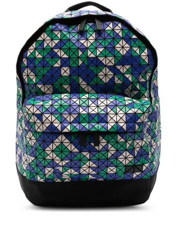 Bao Bao Issey Miyake - Daypack geometric-panelled backpack - women - Polyurethane/Cotton/Nylon/Nylon/Polyester/Calf Leather - One Size - Black